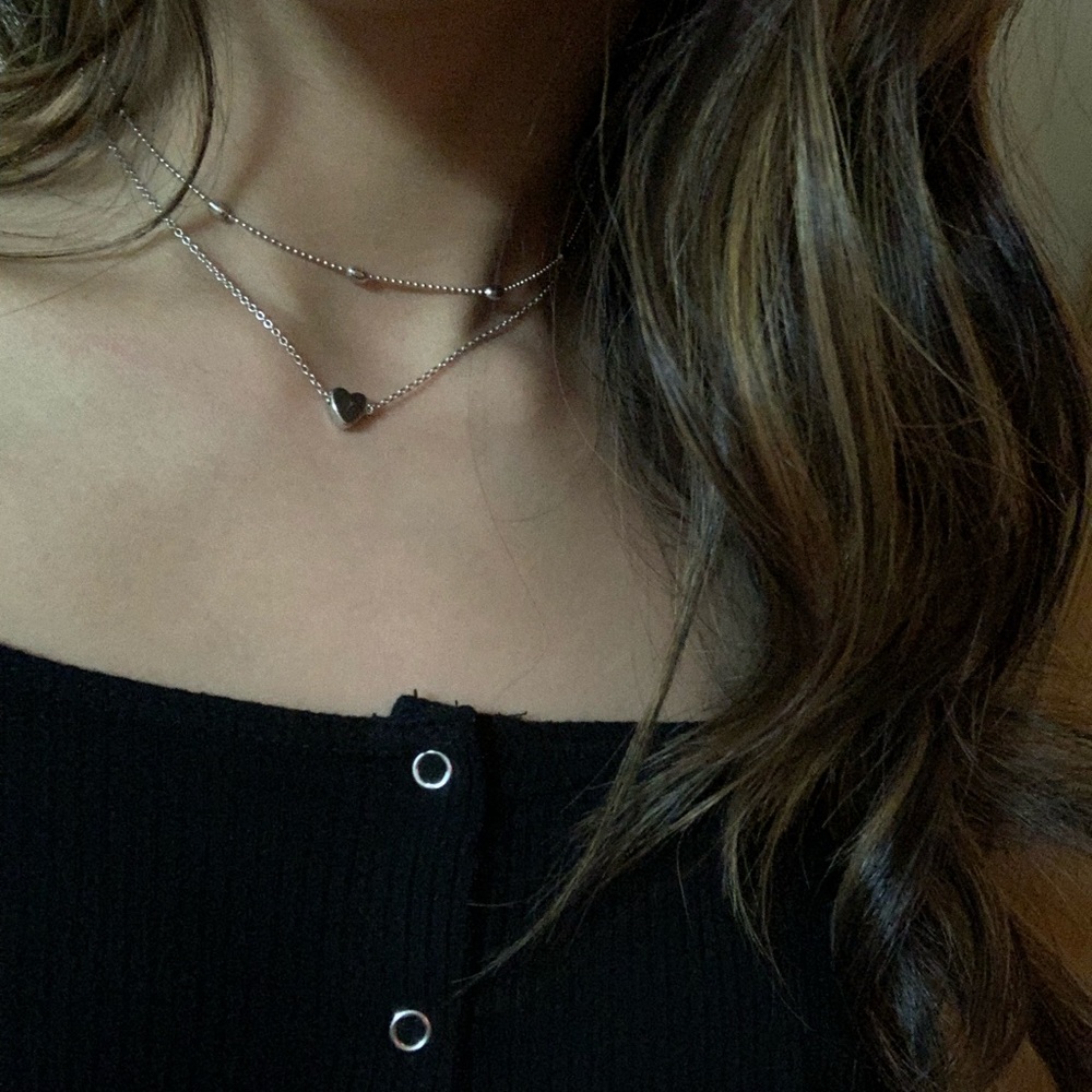 Layered Silver Dangle Necklaces π - Picture 4 of 5